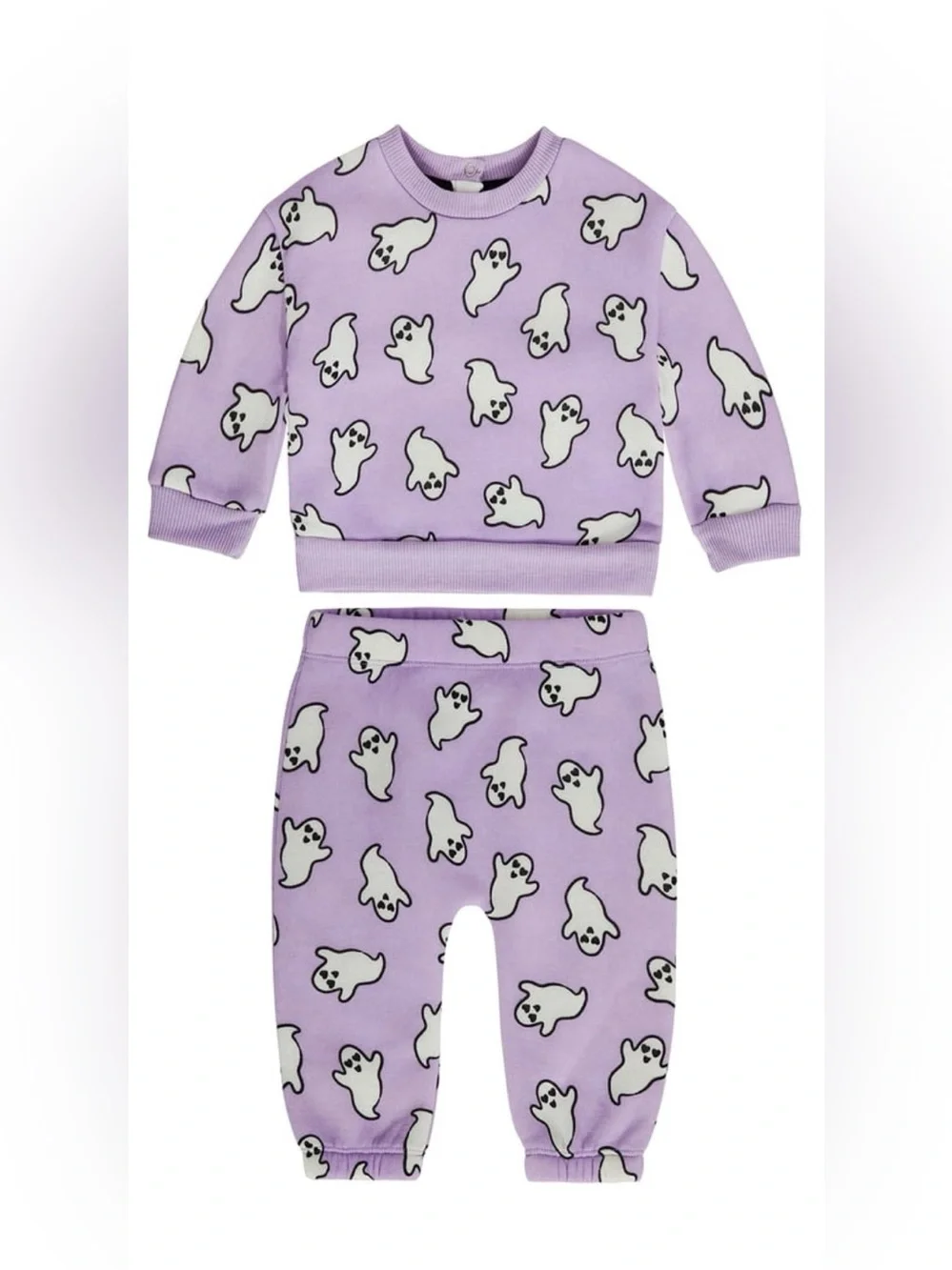 Baby Girl Ghost/Halloween Print Sweat Set, Lavender, 6-9 Months